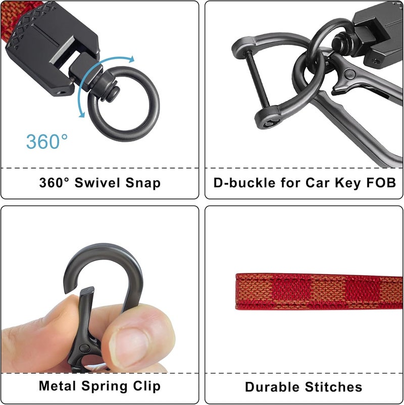 OHKYOOT Store Leather Car Keychain,Carabiner Clip Key Fob Keychain for Home Car Keys Women Men - Image 2